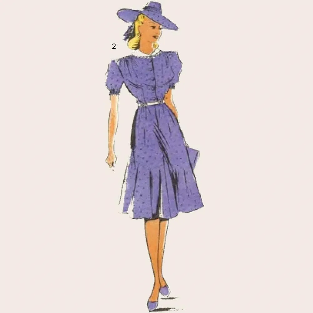 1940's French Pattern, Two Pretty Frocks, Tea Dress - Bust 34" (87cm)