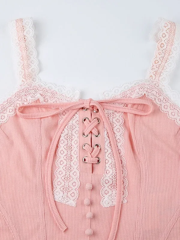 Angelic pink lace camisole