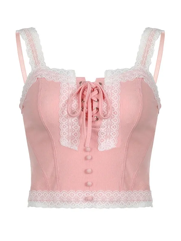 Angelic pink lace camisole