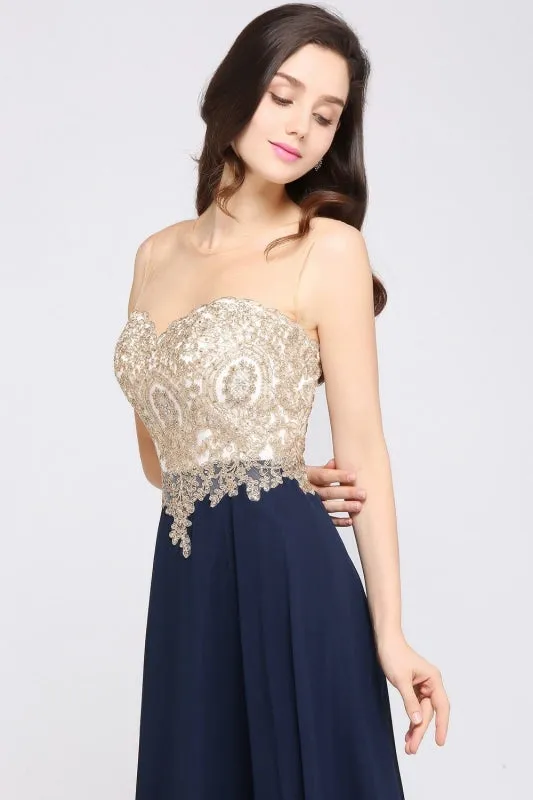 Appliques Cheap Long Prom Dresses Dusty Rose Evening Party Gown