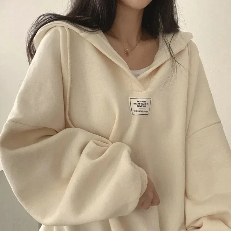 Apricot Thin Casual Oversized Hoody