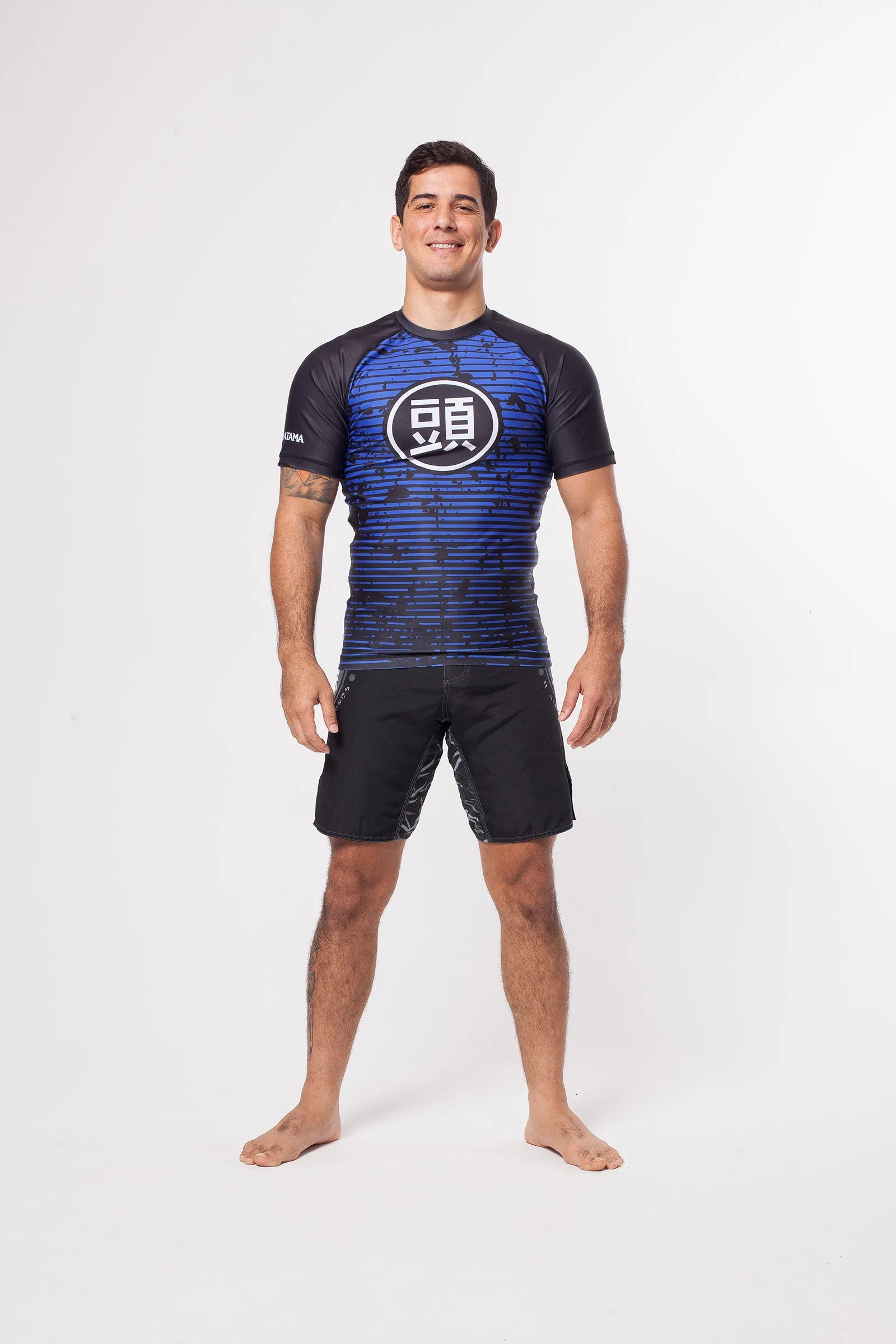 ATAMA BLUE RANKED RASH GUARDS - SHORT SLEEVE