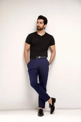Black Half Sleeves Henley