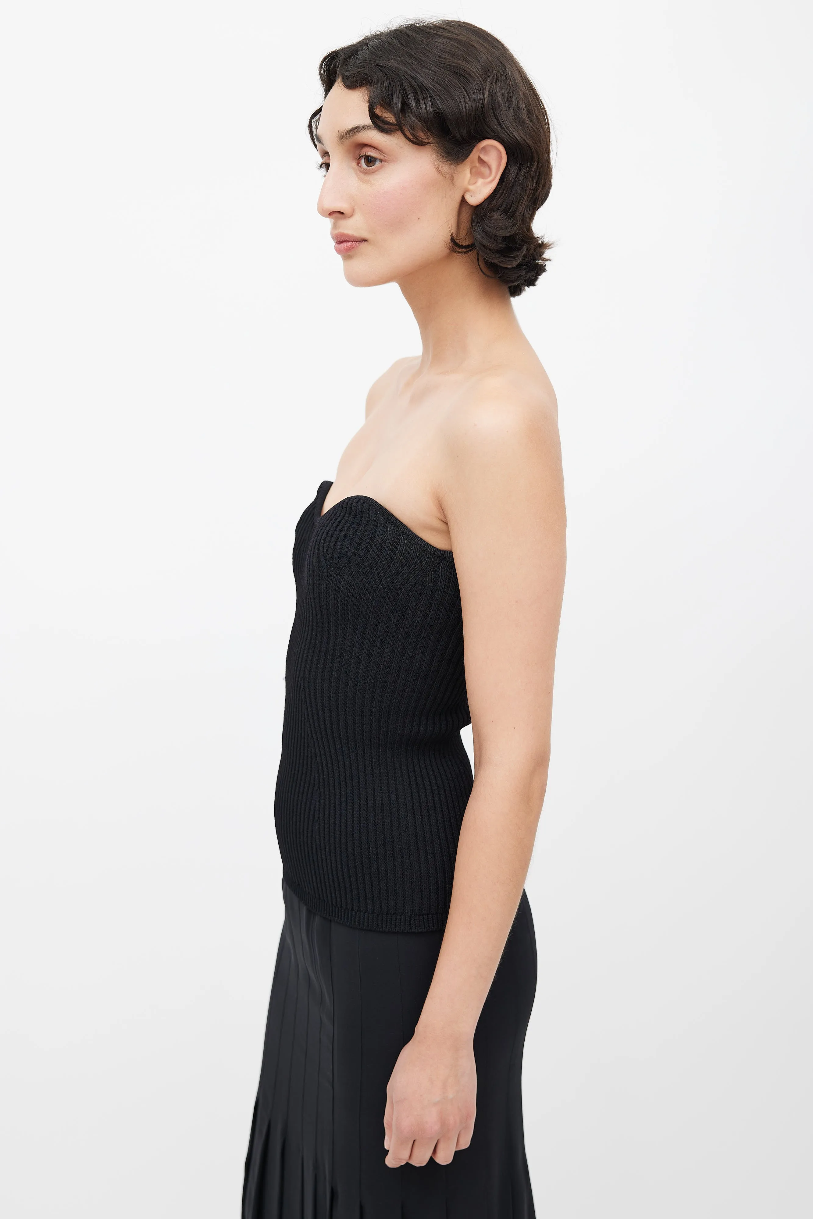 Black Ribbed Knit Tube Top