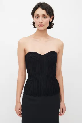 Black Ribbed Knit Tube Top