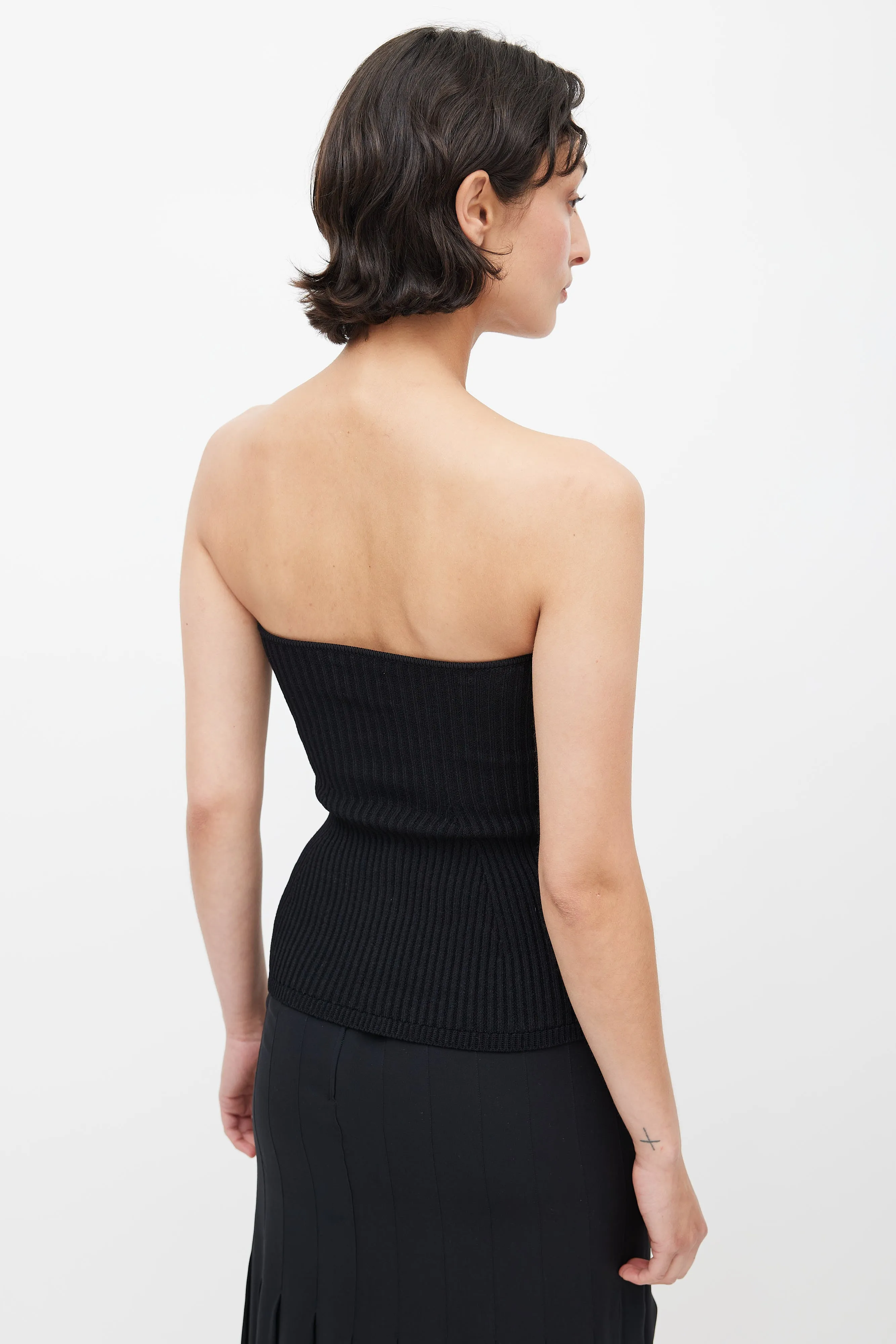 Black Ribbed Knit Tube Top