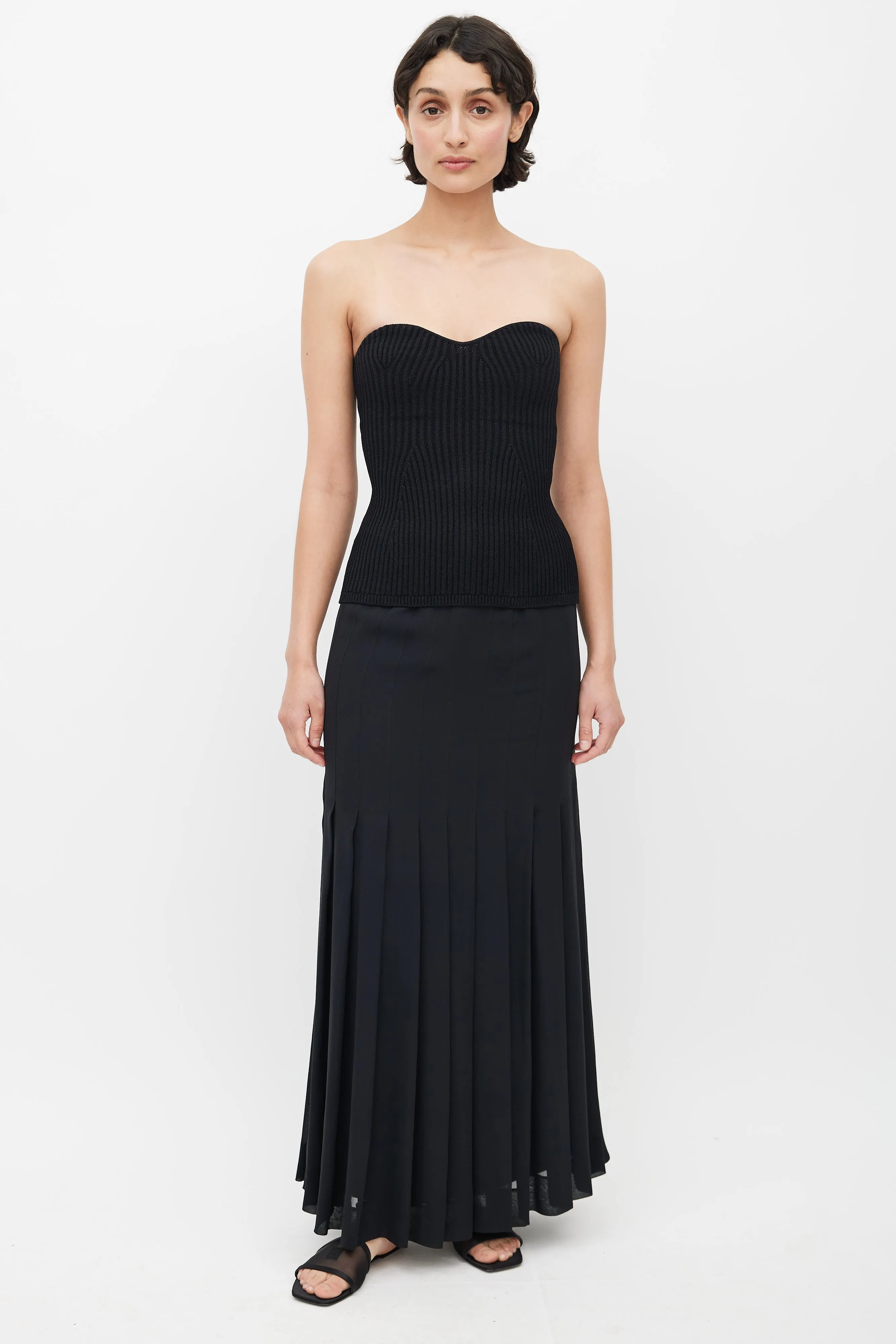 Black Ribbed Knit Tube Top