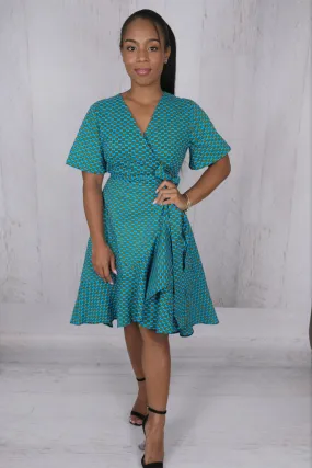 Blue Wrap Cotton Dress