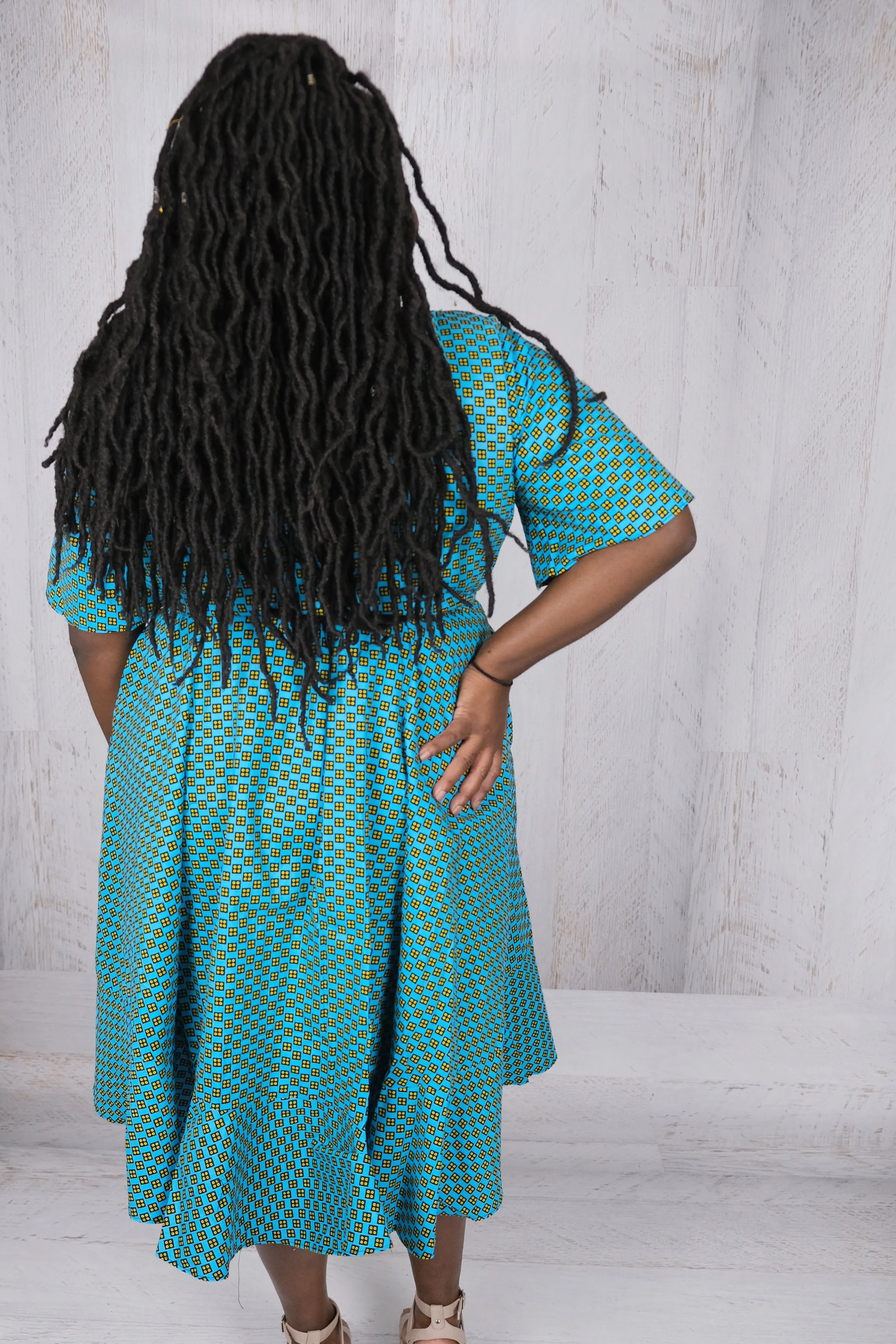 Blue Wrap Cotton Dress