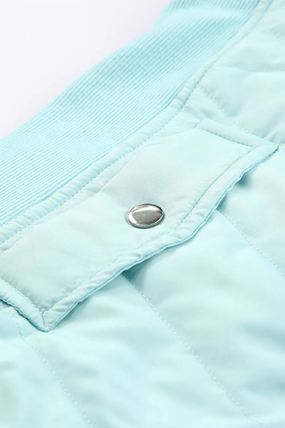 Blue Zip-Up Side Pockets Puffer Jacket Vest