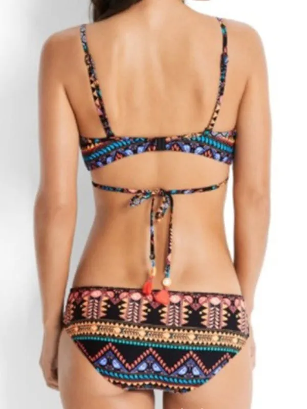 Blue Zone Planet |  Aztec print elastic two piece bikini