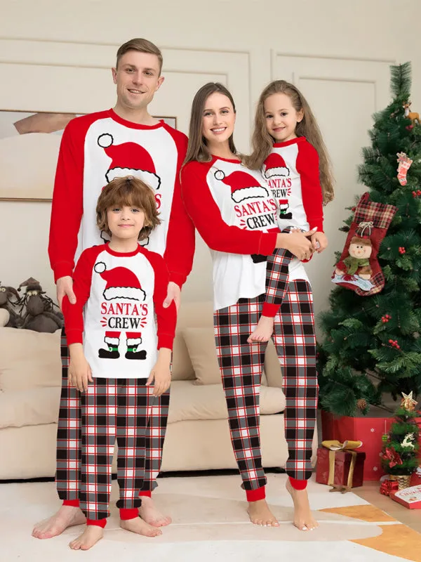 Blue Zone Planet |  New Christmas parent-child set deer head print home clothes plaid two-piece pajamas