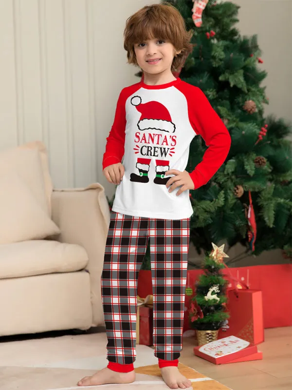 Blue Zone Planet |  New Christmas parent-child set deer head print home clothes plaid two-piece pajamas