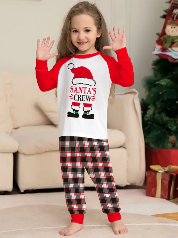 Blue Zone Planet |  New Christmas parent-child set deer head print home clothes plaid two-piece pajamas