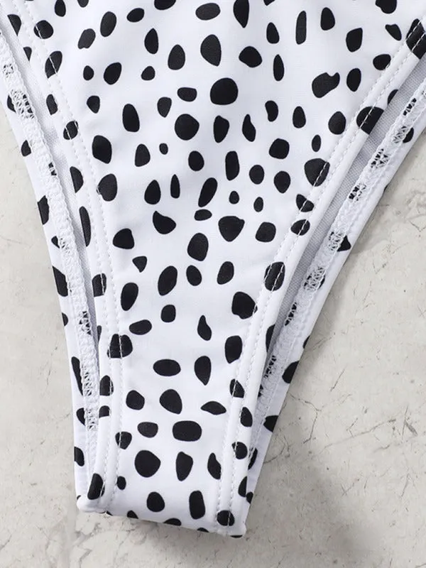 Blue Zone Planet |  New swimwear long-sleeved mesh jacket ladies three-piece swimsuit leopard print sexy bikini
