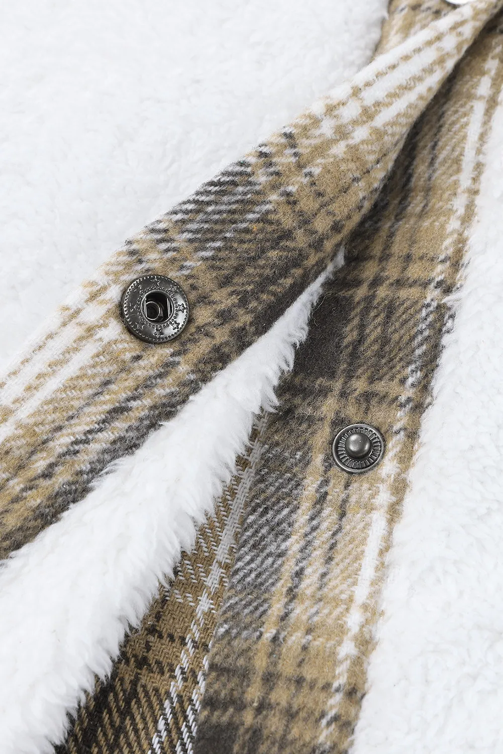 Brown Plaid Patchwork Buttoned Pocketed Jacket