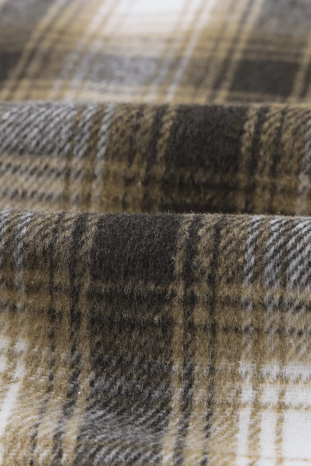 Brown Plaid Patchwork Buttoned Pocketed Jacket