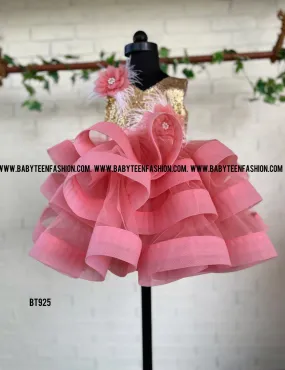 BT925 Coral Cascade Party Dress