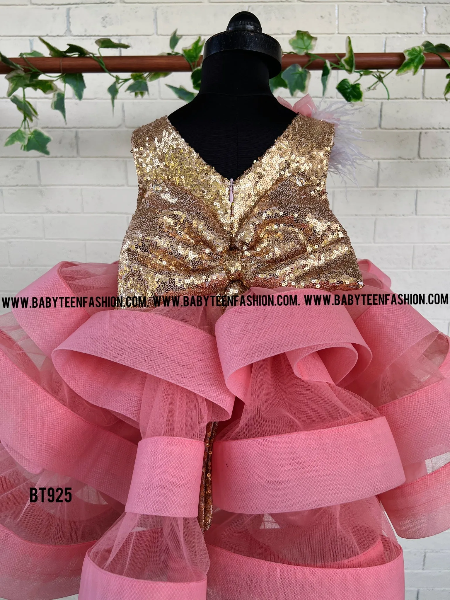 BT925 Coral Cascade Party Dress