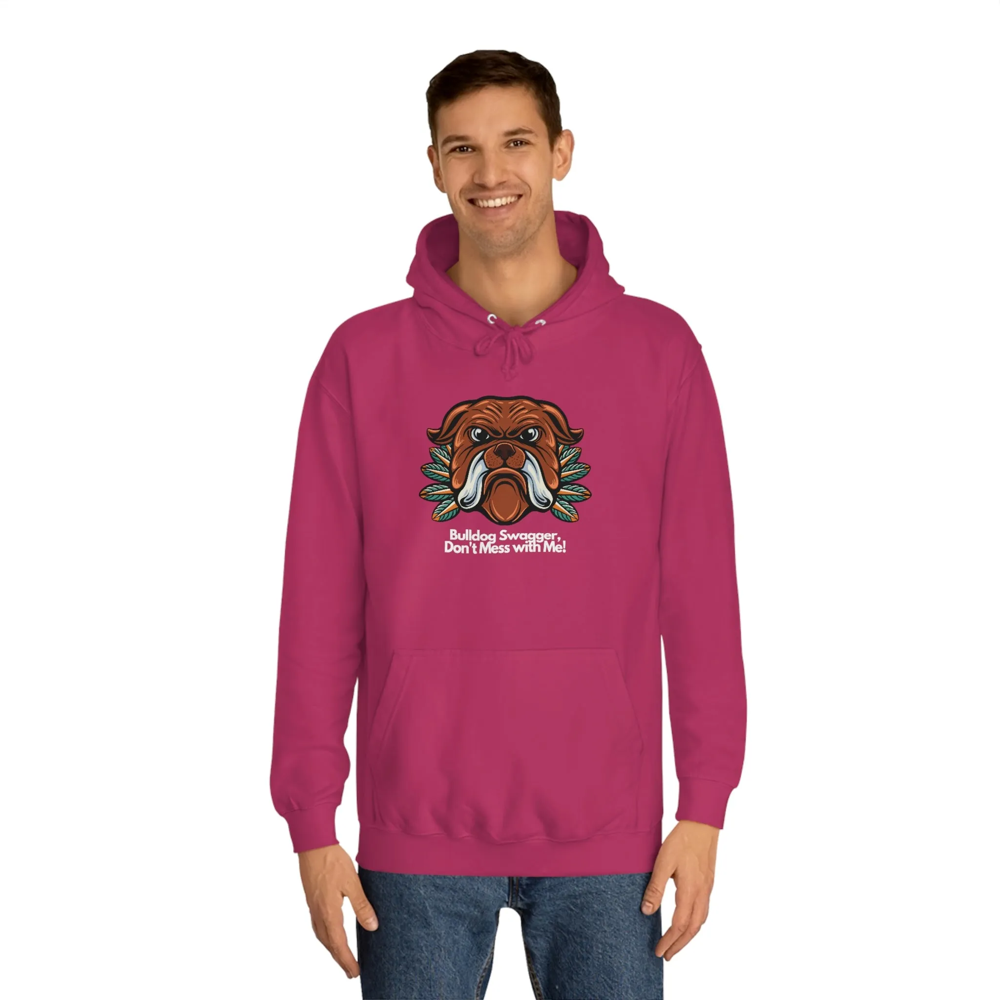 Bulldog Swagger Dog POD Unisex College Hoodie
