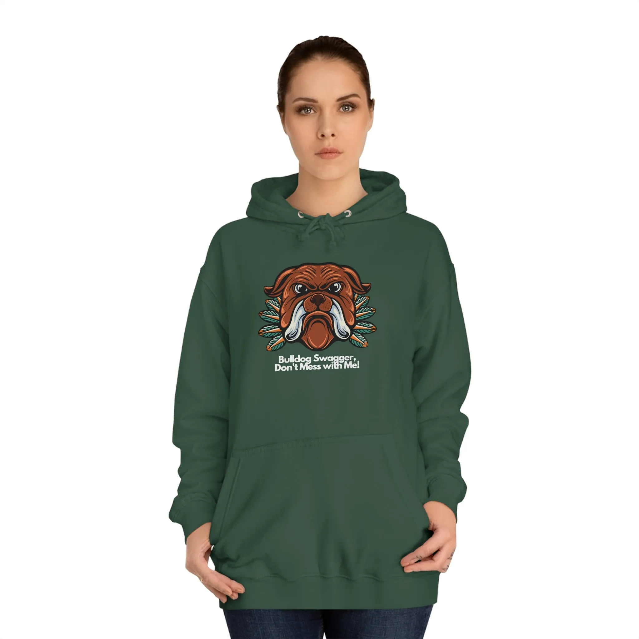 Bulldog Swagger Dog POD Unisex College Hoodie