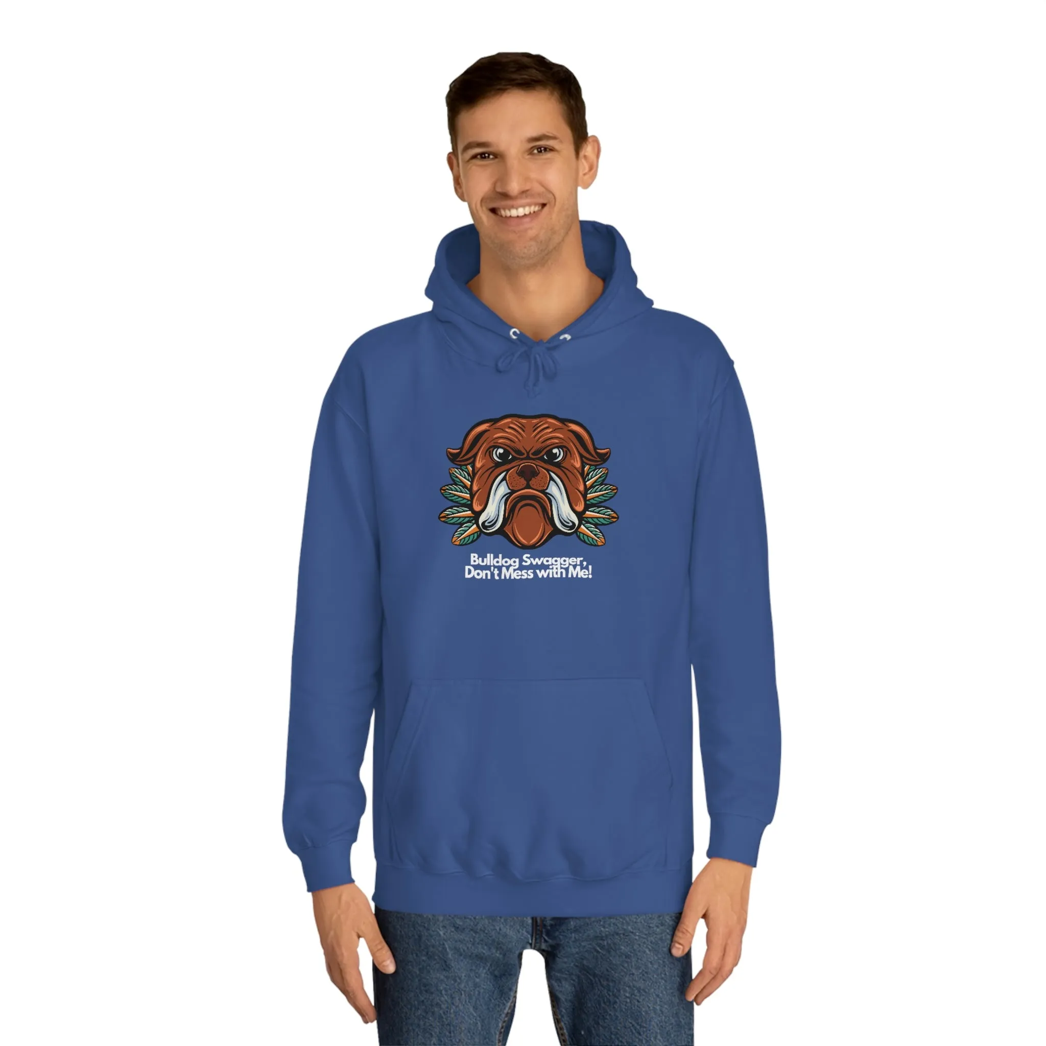 Bulldog Swagger Dog POD Unisex College Hoodie