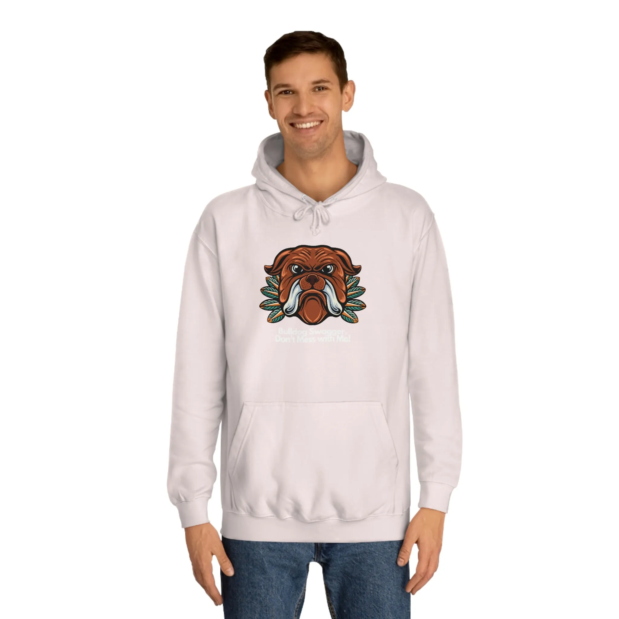Bulldog Swagger Dog POD Unisex College Hoodie