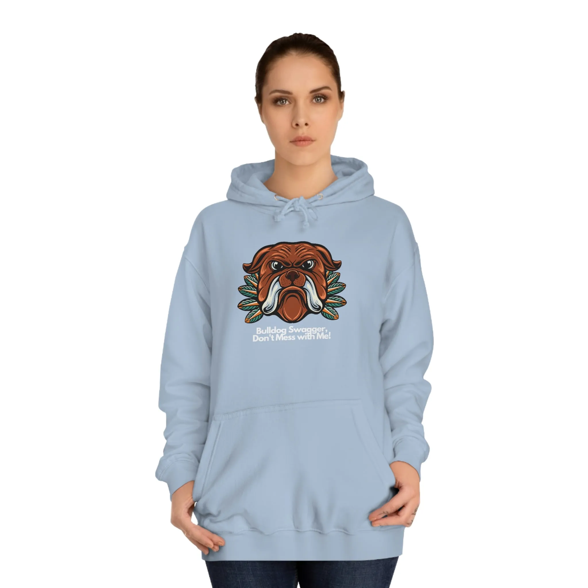 Bulldog Swagger Dog POD Unisex College Hoodie