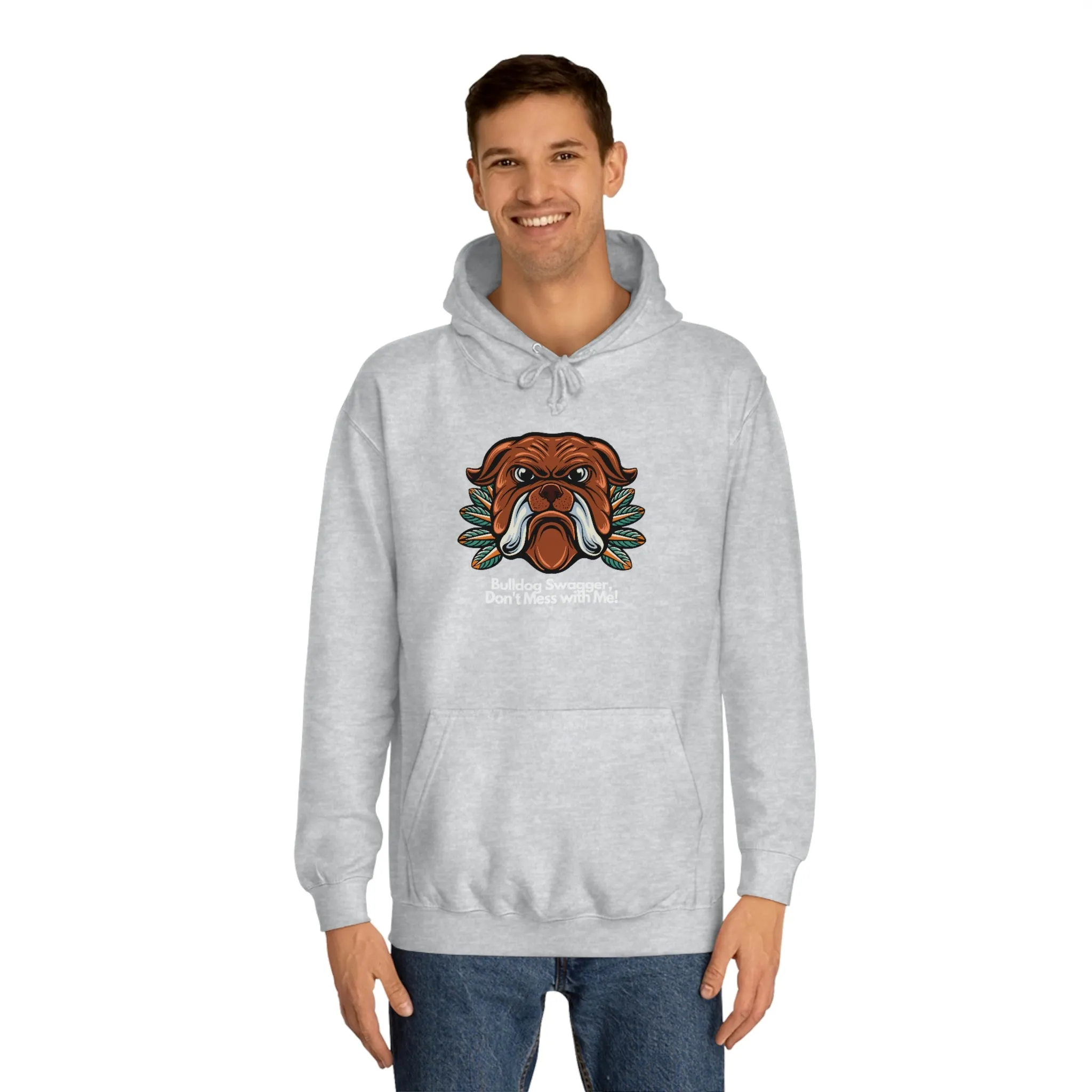 Bulldog Swagger Dog POD Unisex College Hoodie