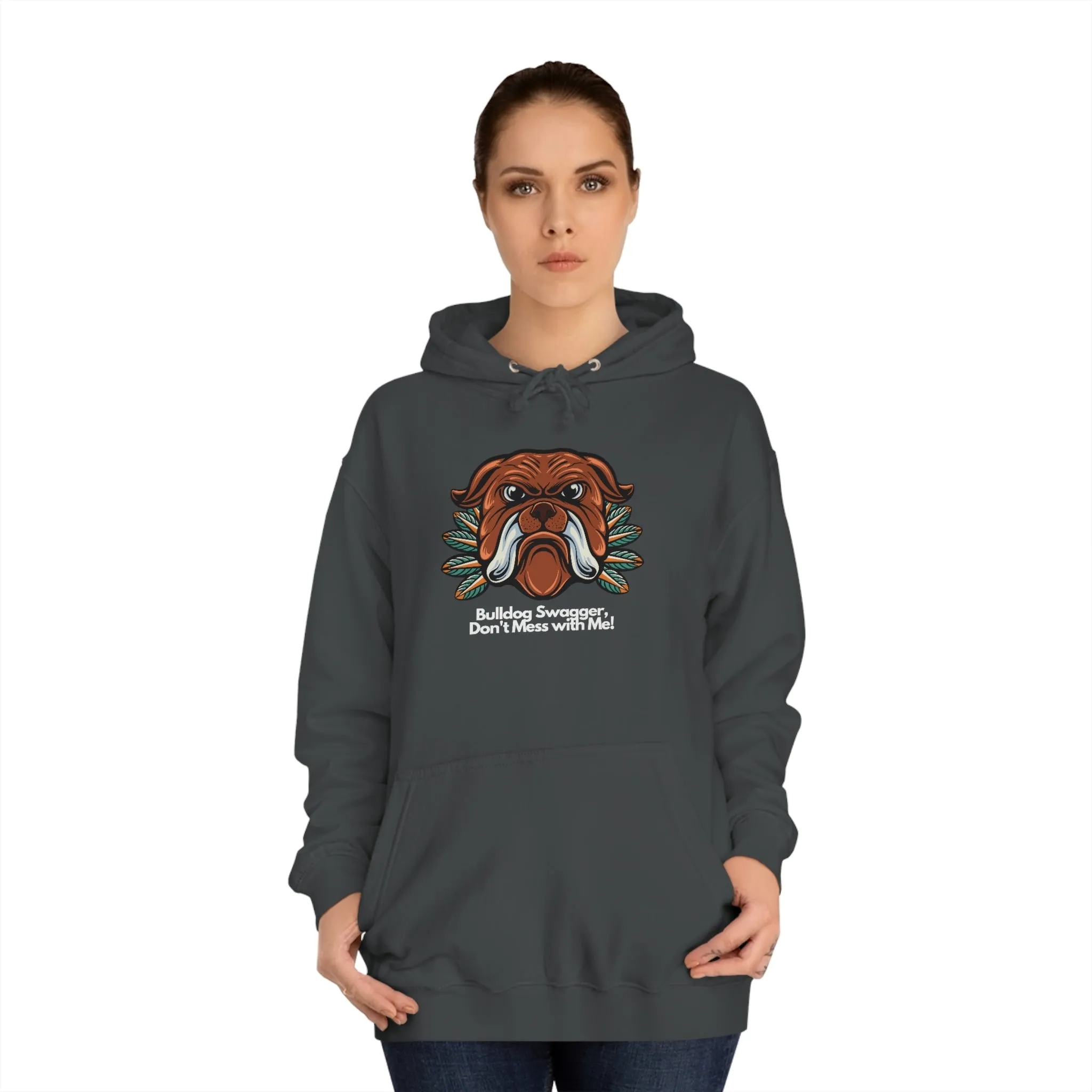 Bulldog Swagger Dog POD Unisex College Hoodie