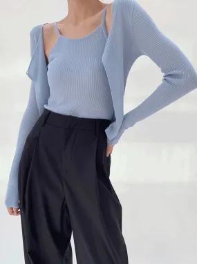 Cami   Open Cardigan Set in Blue
