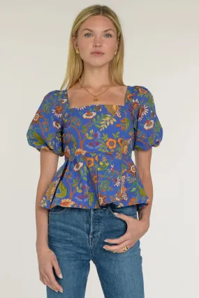 Cara Top in Secret Garden Sapphire