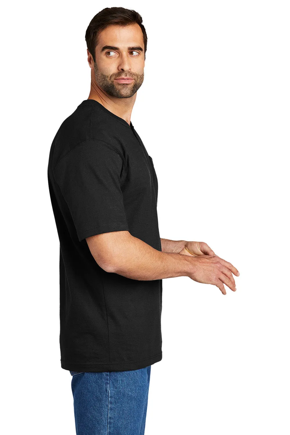 Carhartt Mens Short Sleeve Henley T-Shirt w/ Pocket - Black