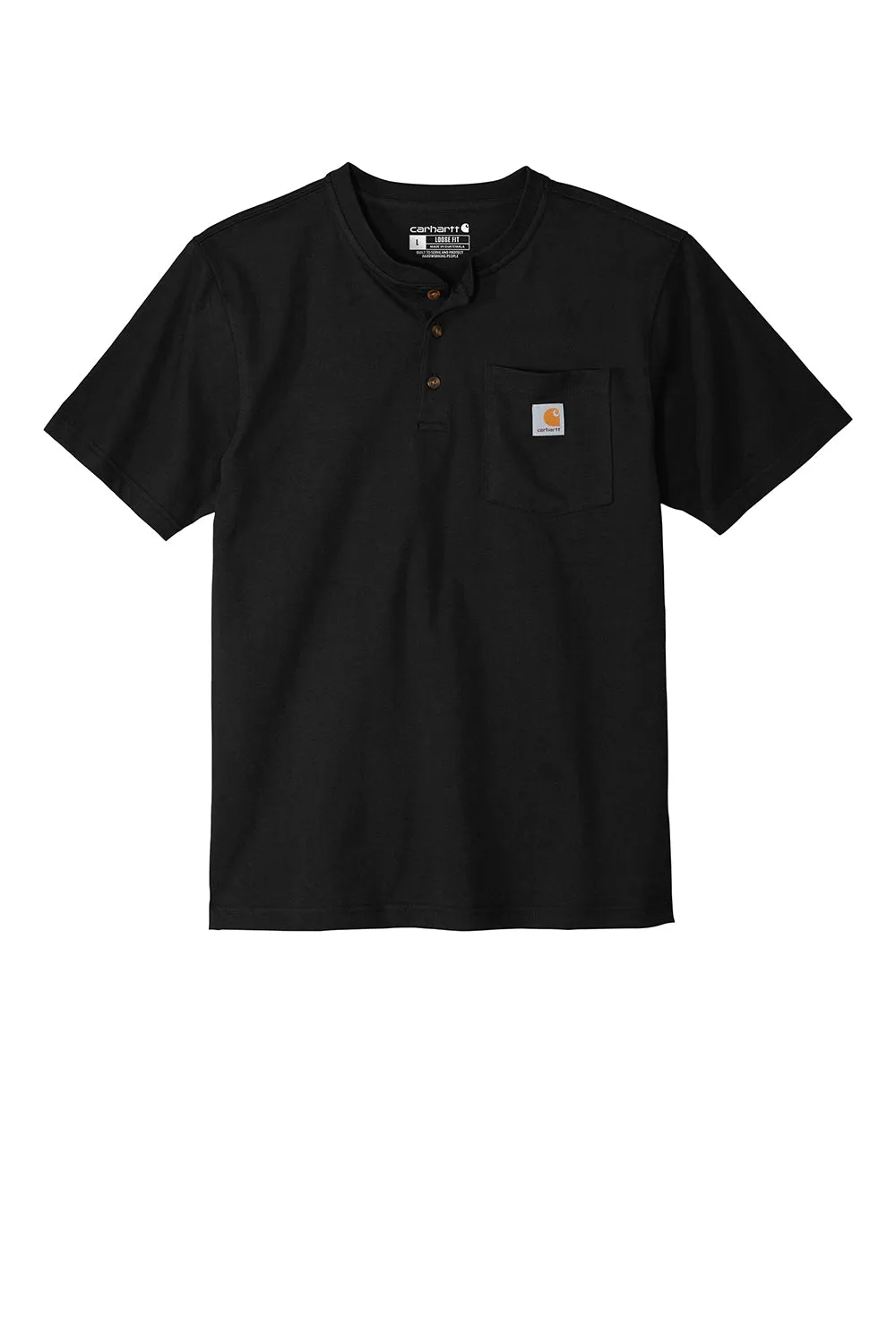 Carhartt Mens Short Sleeve Henley T-Shirt w/ Pocket - Black