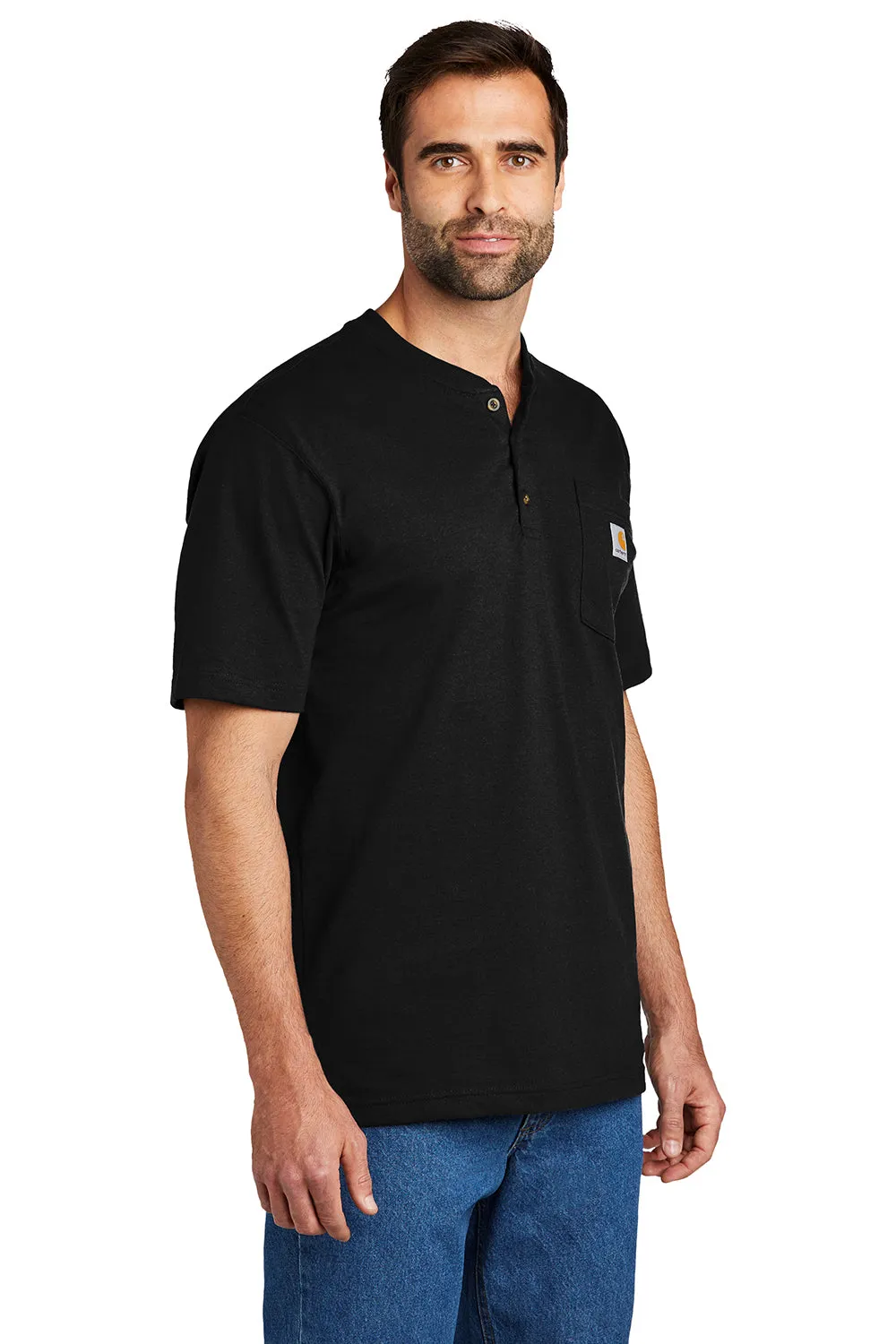 Carhartt Mens Short Sleeve Henley T-Shirt w/ Pocket - Black