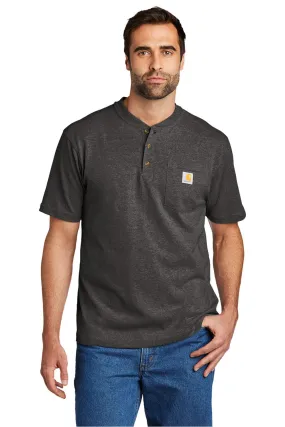 Carhartt Mens Short Sleeve Henley T-Shirt w/ Pocket - Heather Carbon Grey