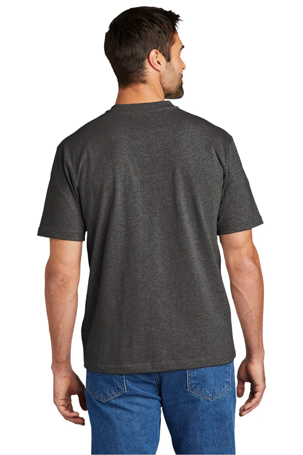 Carhartt Mens Short Sleeve Henley T-Shirt w/ Pocket - Heather Carbon Grey