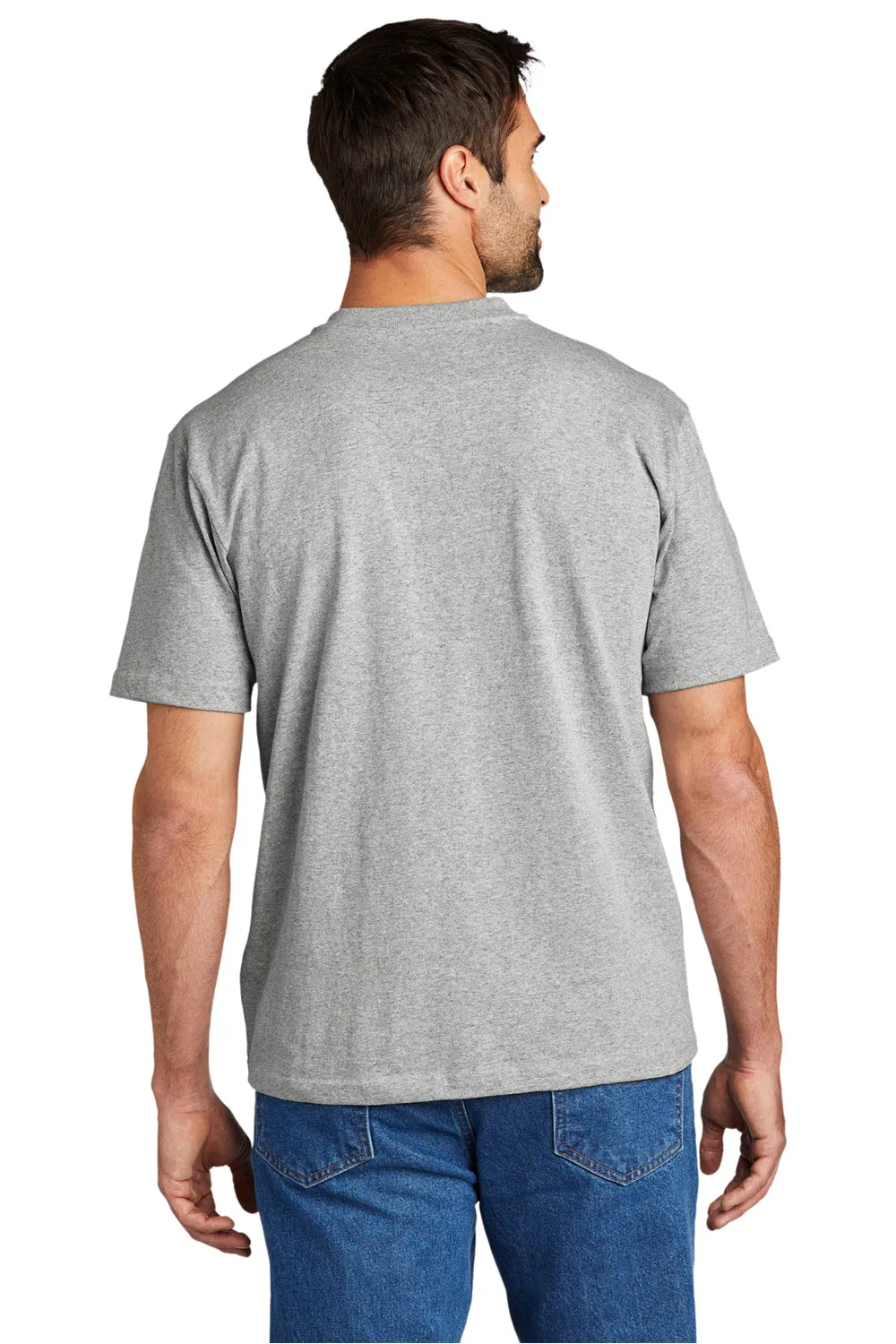 Carhartt Mens Short Sleeve Henley T-Shirt w/ Pocket - Heather Grey
