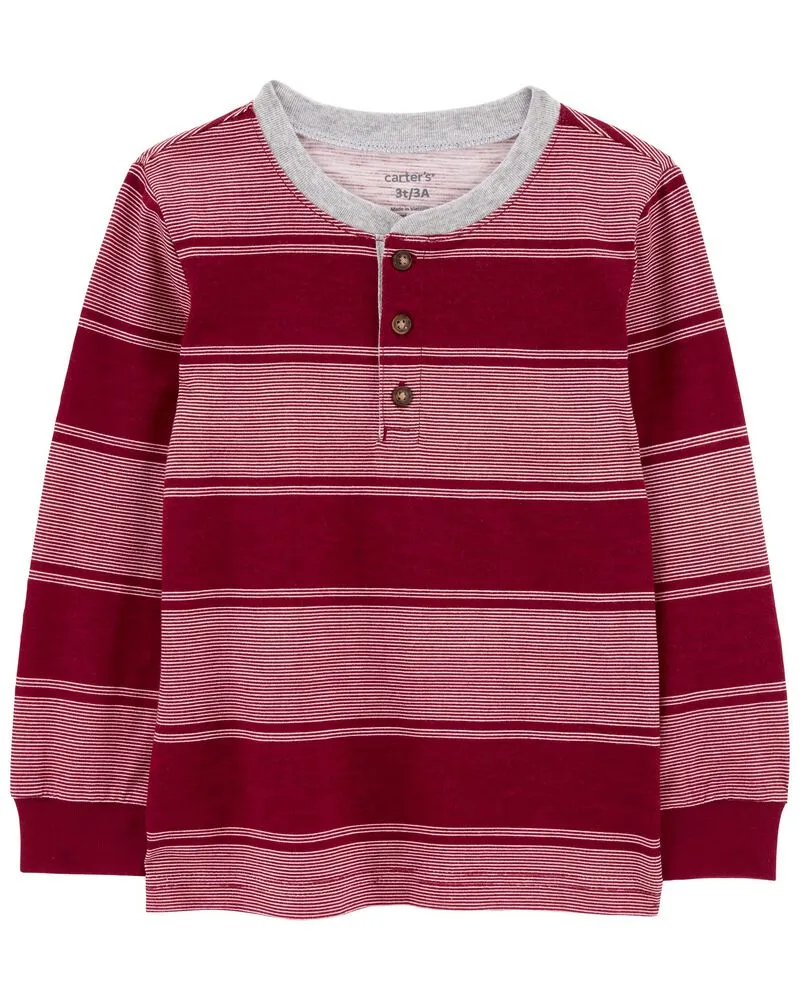 CARTERS BEBE NIÑO TSHIRT STRIPE HENLEY RED