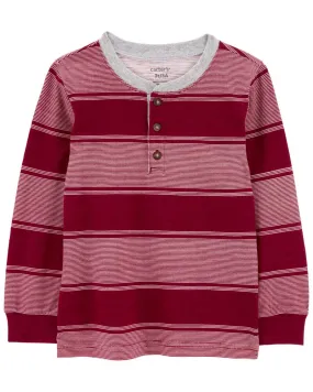 CARTERS BEBE NIÑO TSHIRT STRIPE HENLEY RED