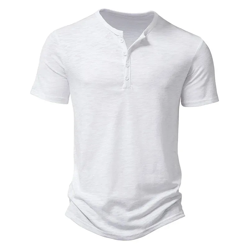 Casual Slim-Fit Button Henley Shirts