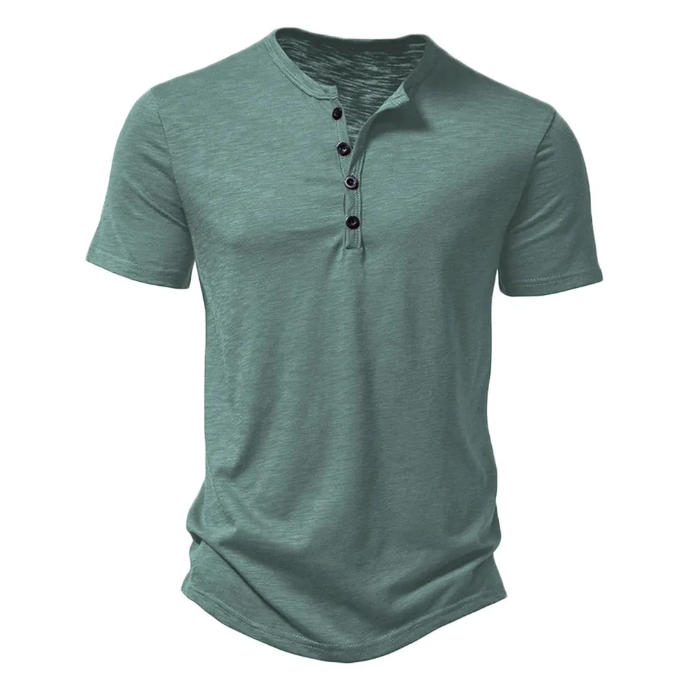Casual Slim-Fit Button Henley Shirts