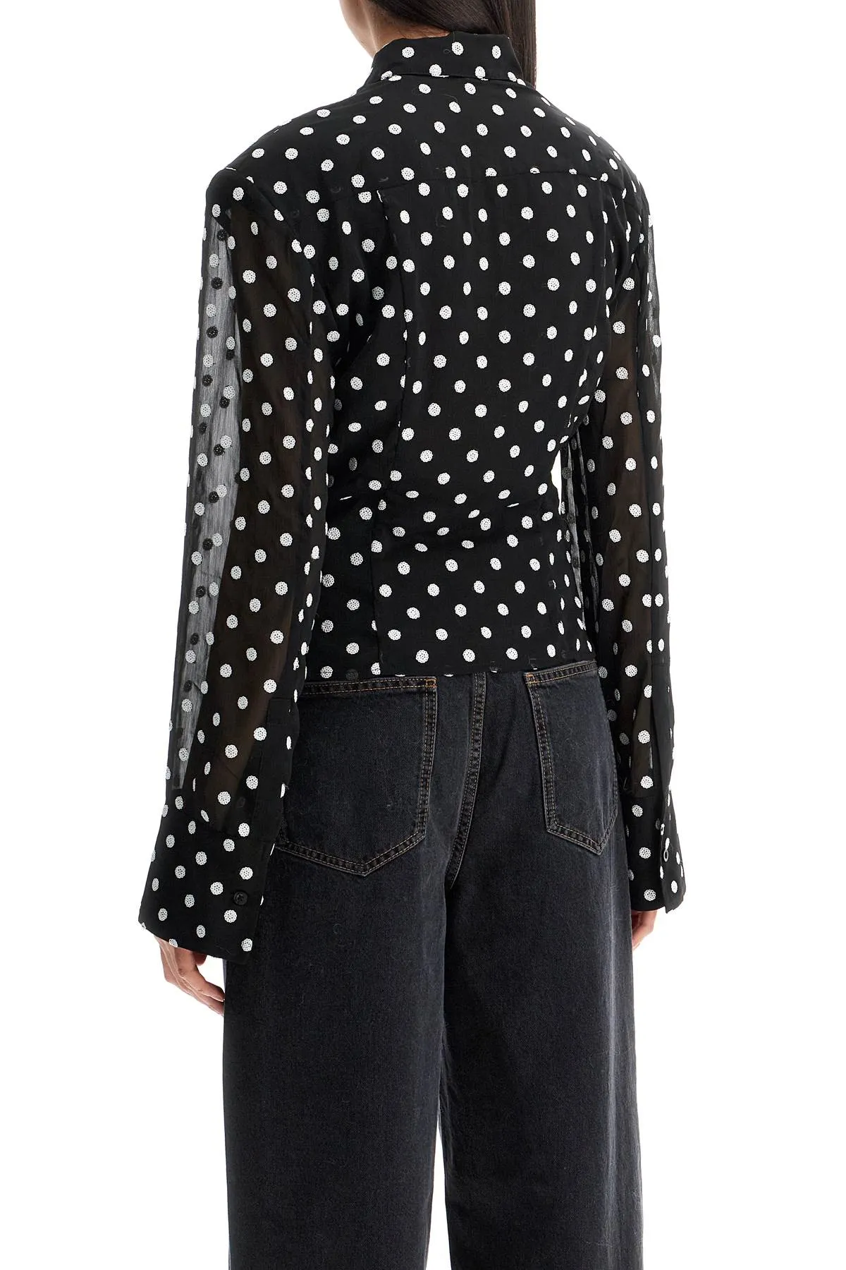 chiffon blouse with sequins 113256000 1000 BLACK COMB.