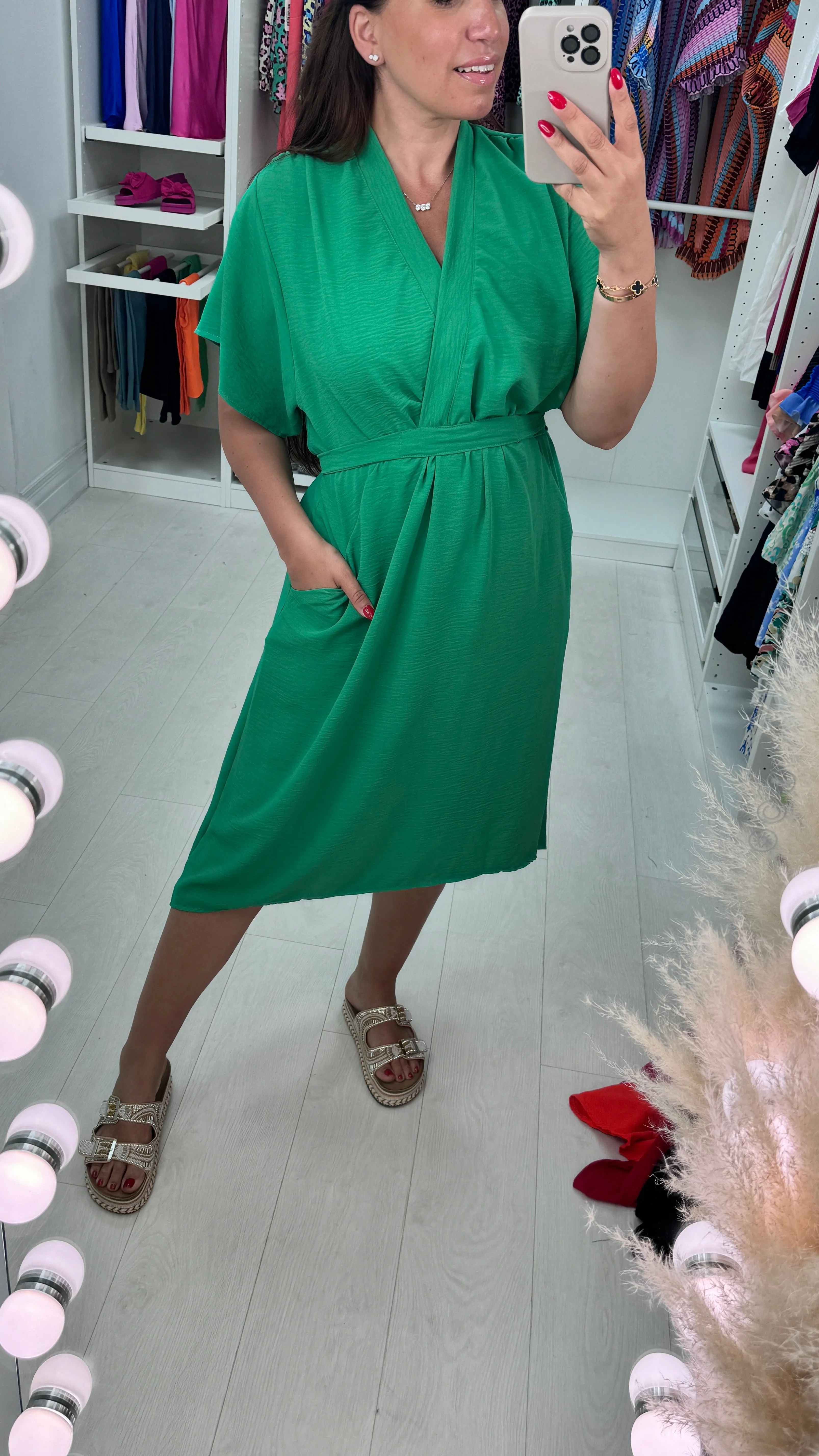 Clarissa Wrap Effect Pocket Shift Dress