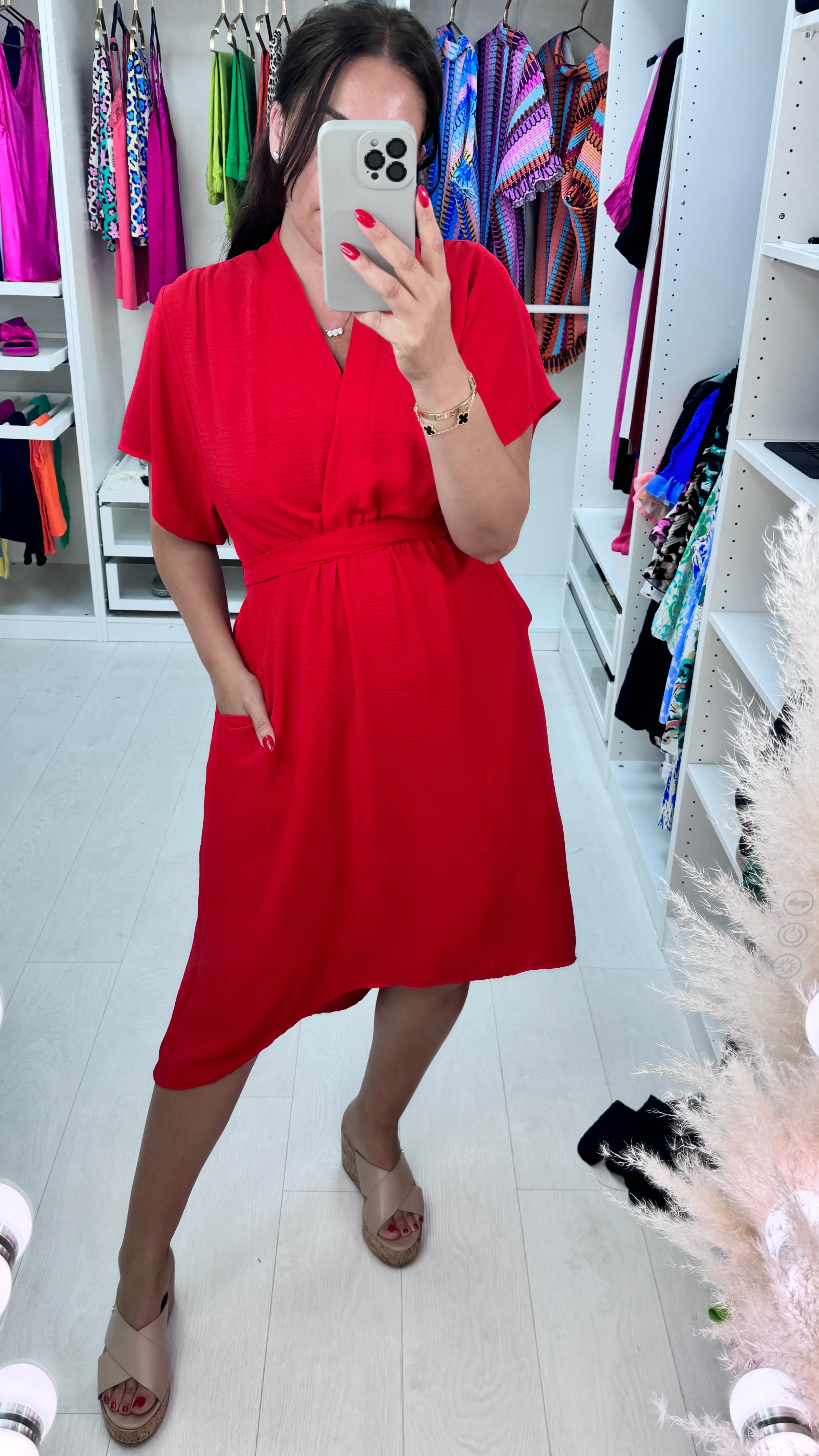 Clarissa Wrap Effect Pocket Shift Dress