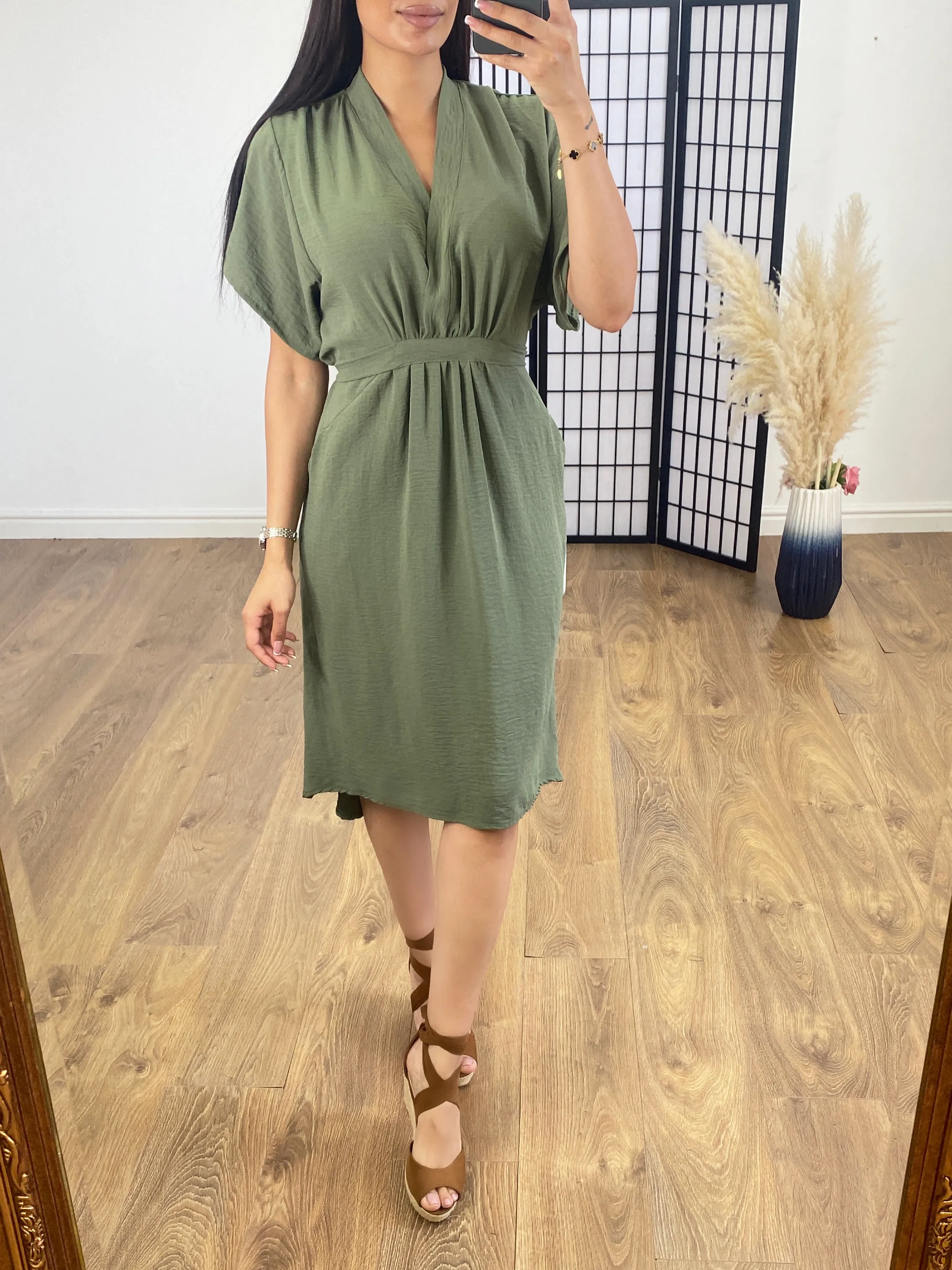 Clarissa Wrap Effect Pocket Shift Dress