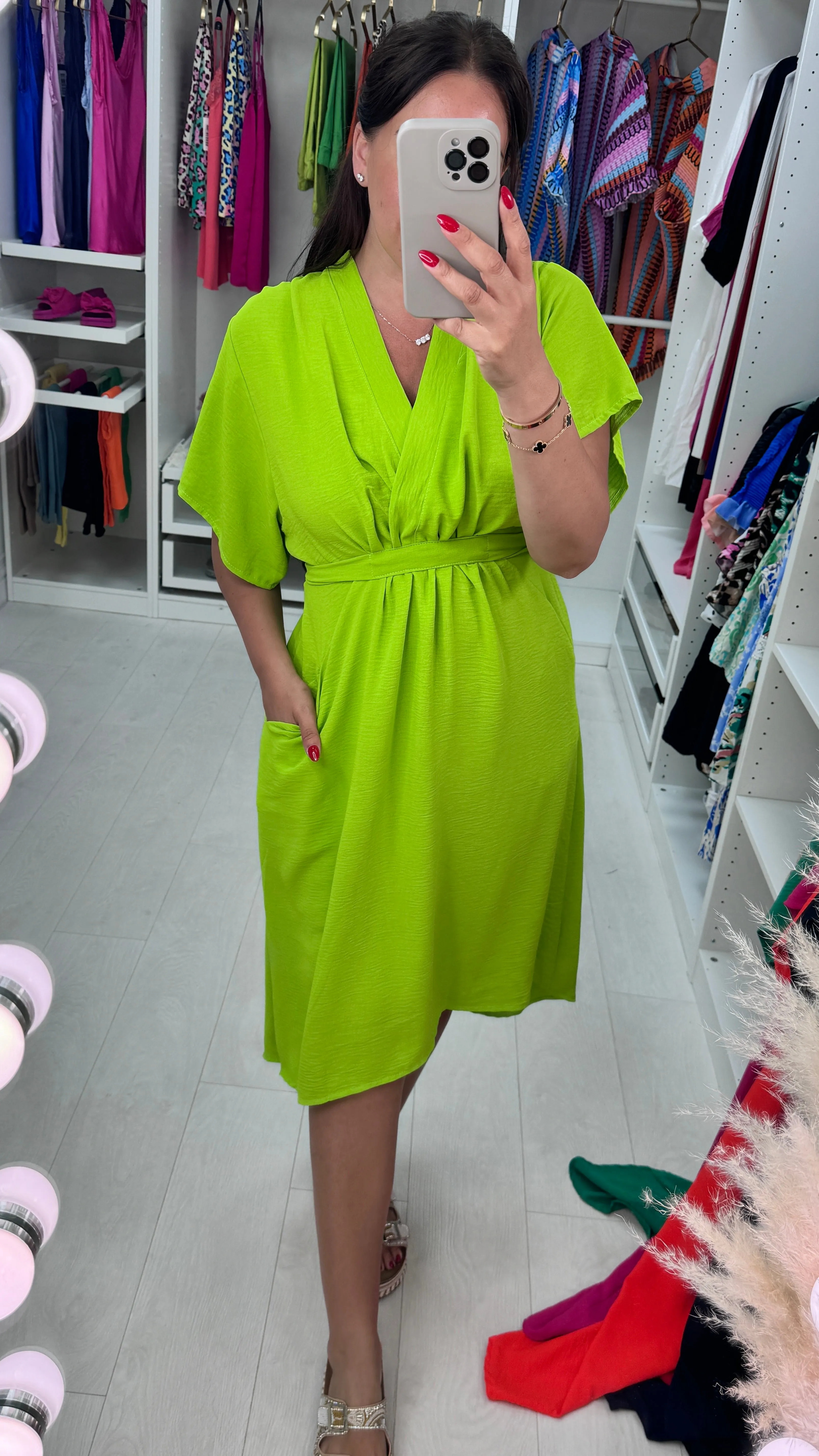 Clarissa Wrap Effect Pocket Shift Dress