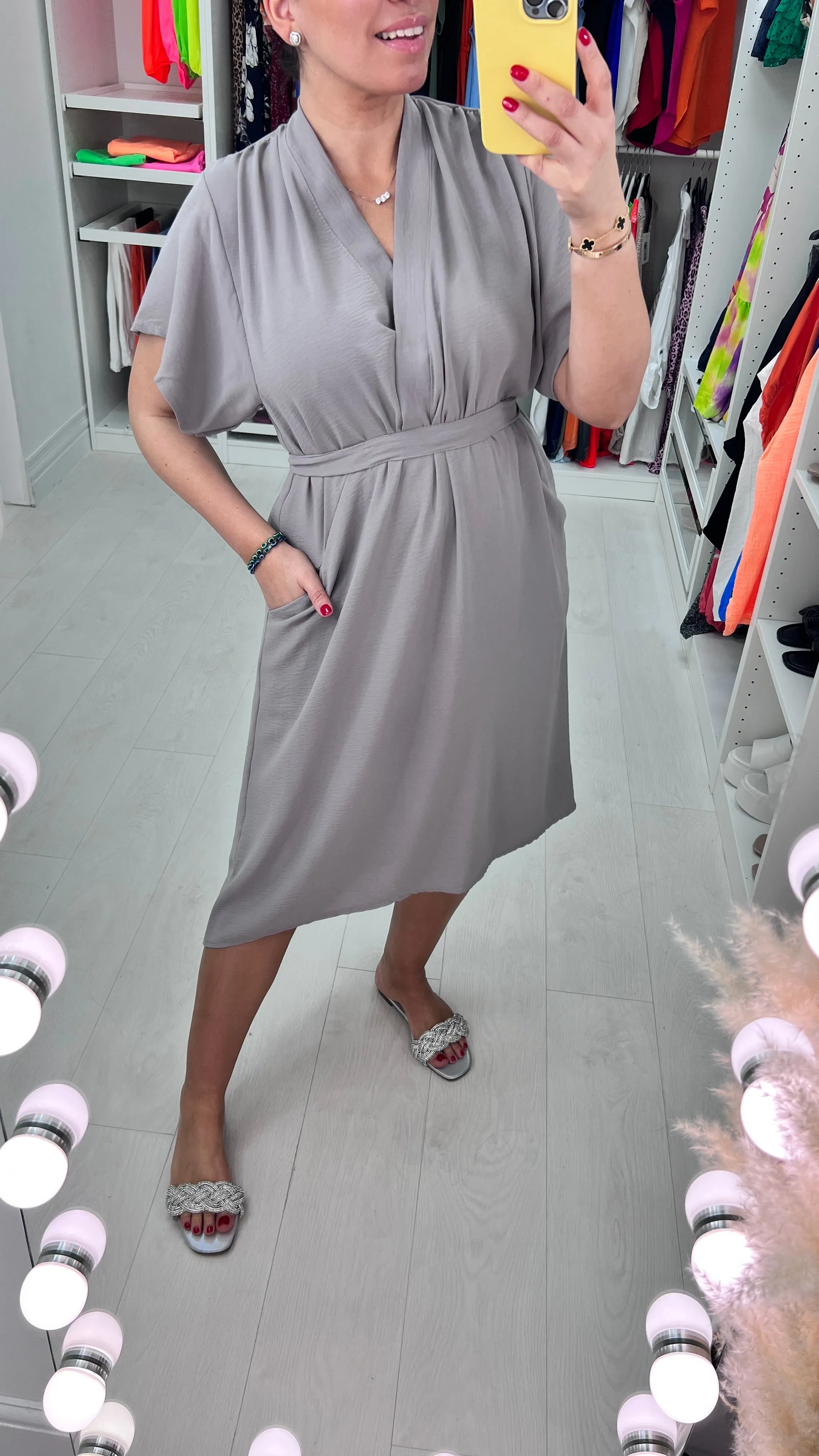 Clarissa Wrap Effect Pocket Shift Dress