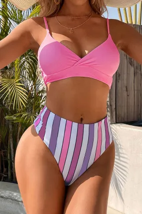 Colorful Striped High Waisted Bikini