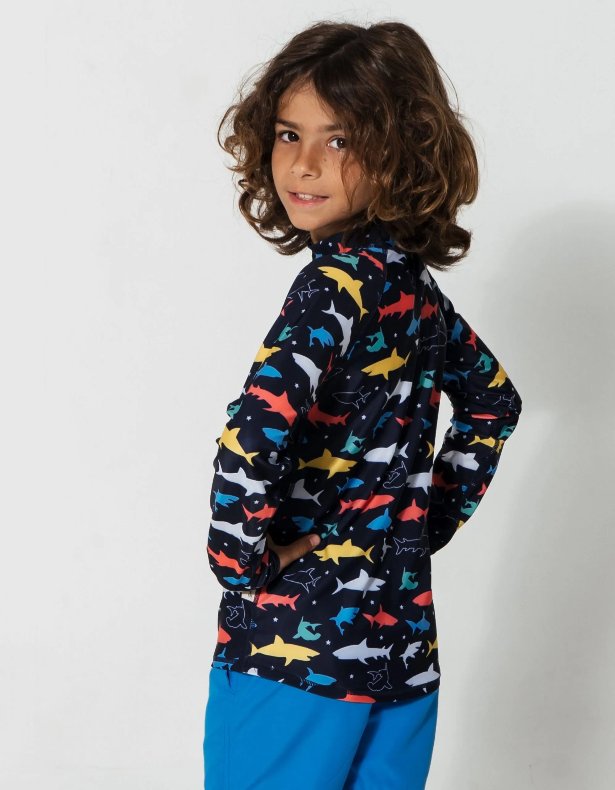 Colourful Sharks Rash Guard